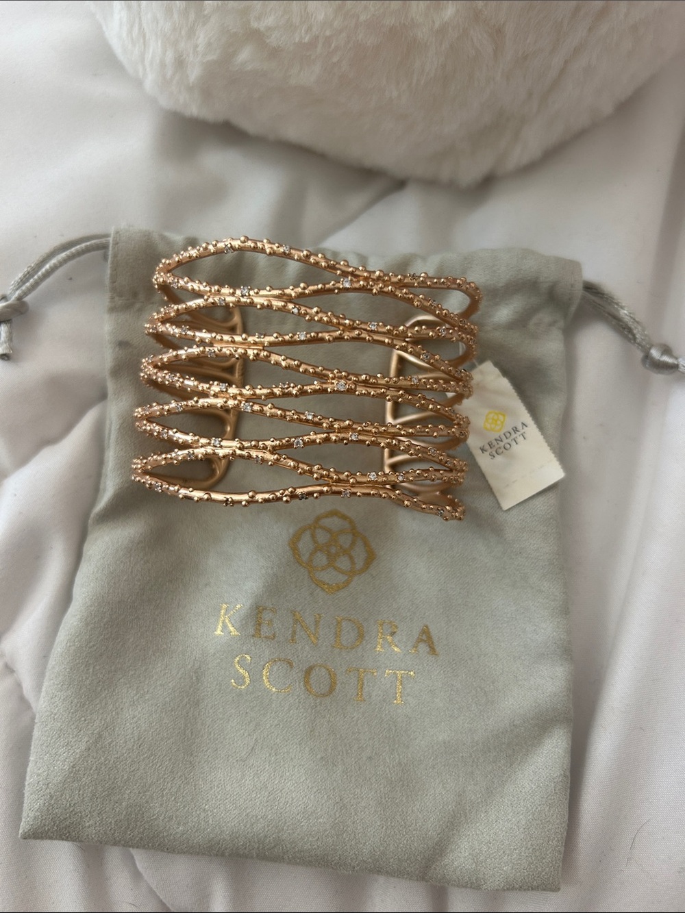 Kendra Scott Nicolais Rose Gold Crystal Cuff Bracelet | NWT - Picture 1 of 6